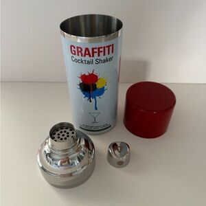 Kikkerland Graffiti Cocktail Shaker - Red and Silver